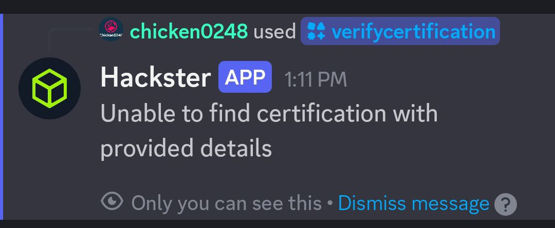 HackTheBox Discord — /verifycertification command