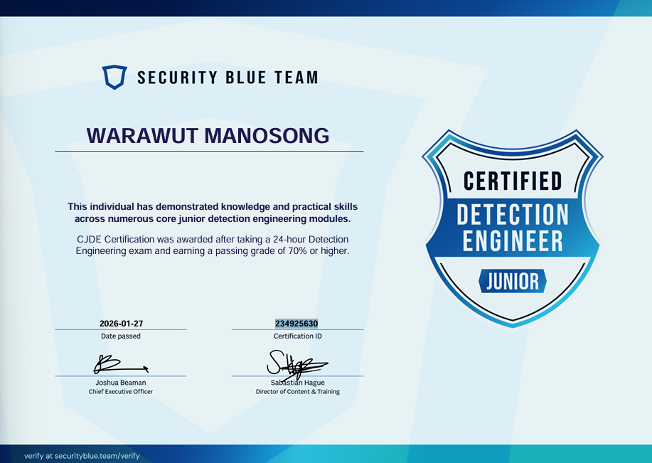 Certified Junior Detection Engineer (CJDE)