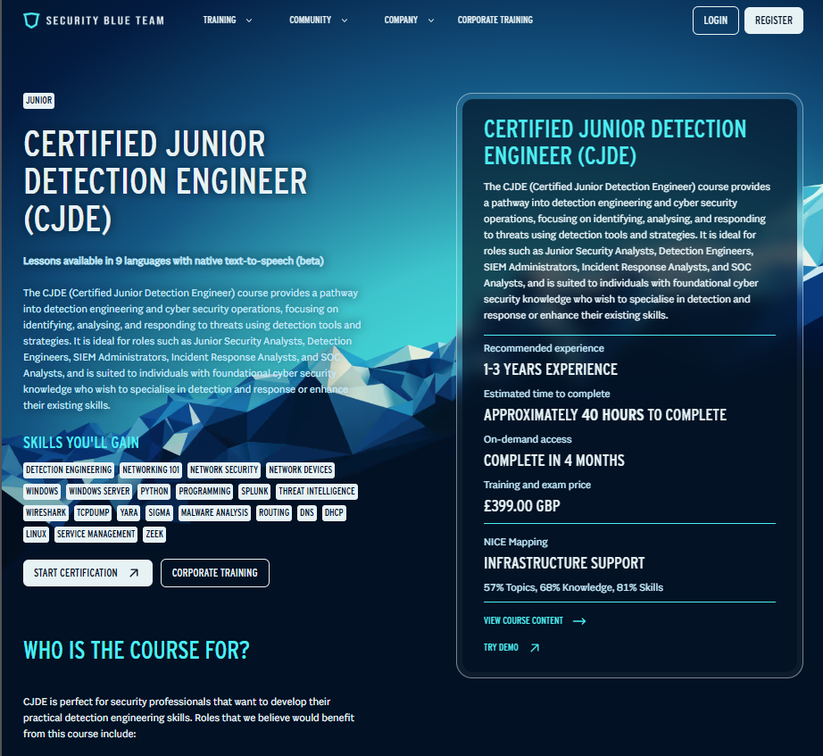CJDE certification page on Centri