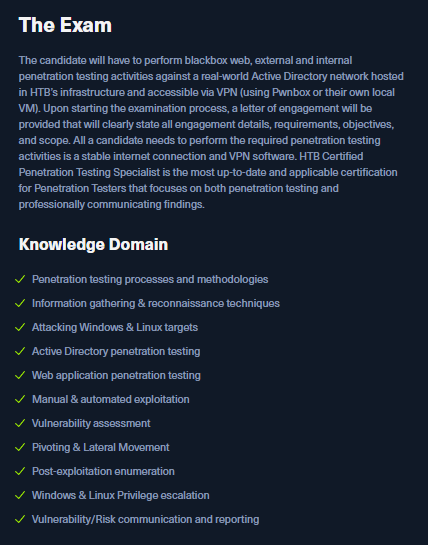 CPTS exam knowledge domains overview
