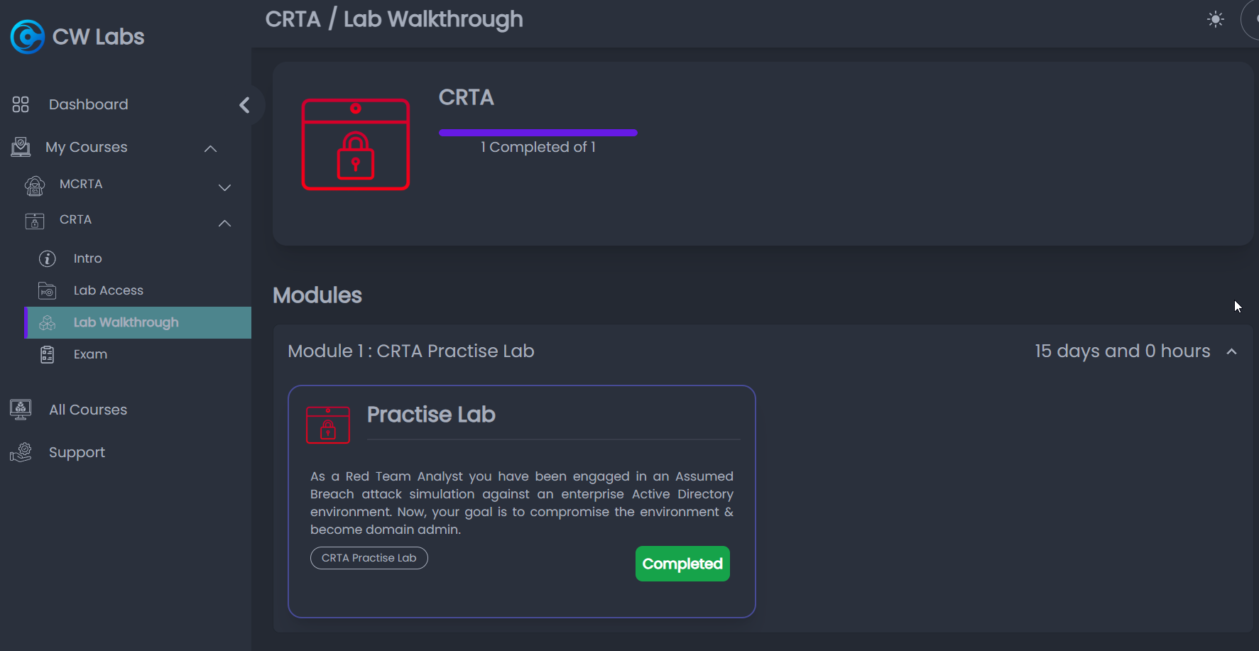 CyberWarFare Labs lab platform for CRTA