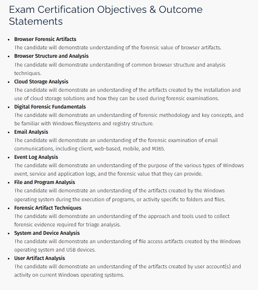GCFE certification objectives overview
