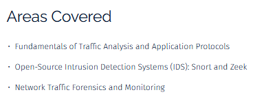 GCIA Areas Covered section listing exam tools