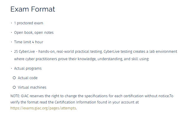 GIAC GX-FE certification page