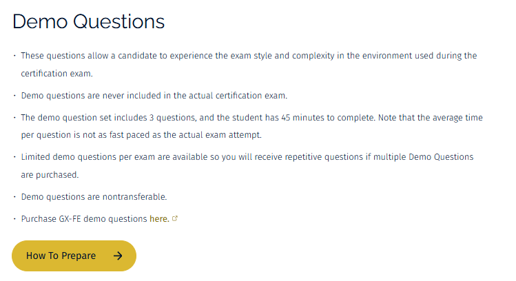 GX-FE demo questions purchase page