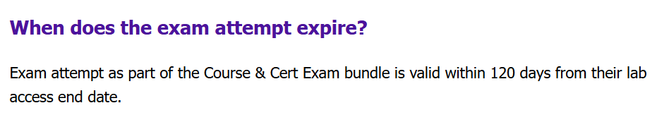 OffSec Course & Cert Exam Bundle timeline — 90 days lab + 120 days to book
