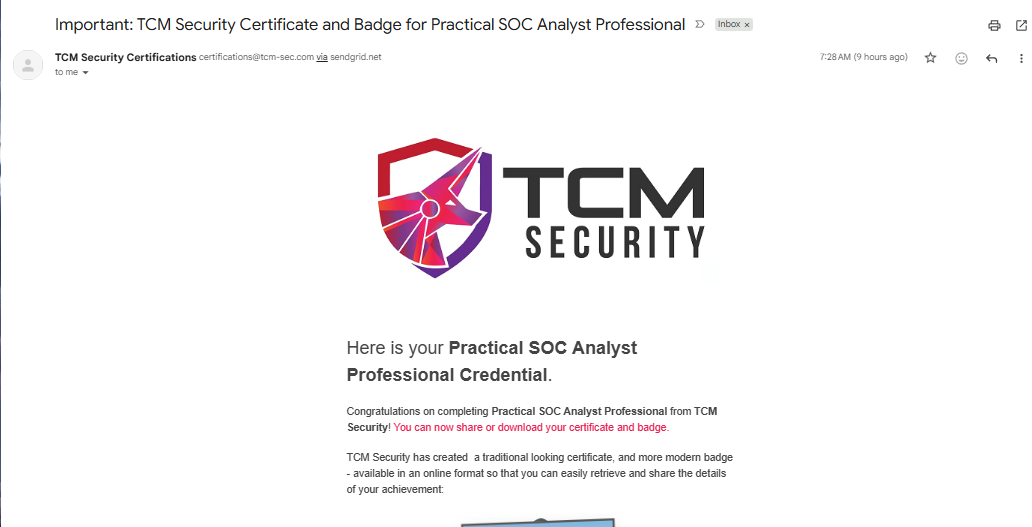 Email notification — exam status change