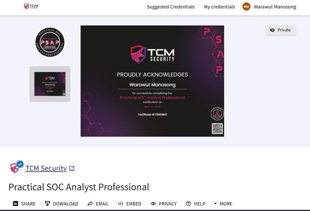 Email — certificate and badge on Accredible