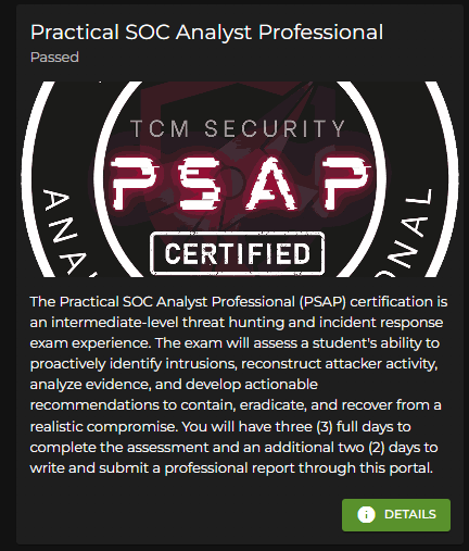 Exam portal — status updated to Passed