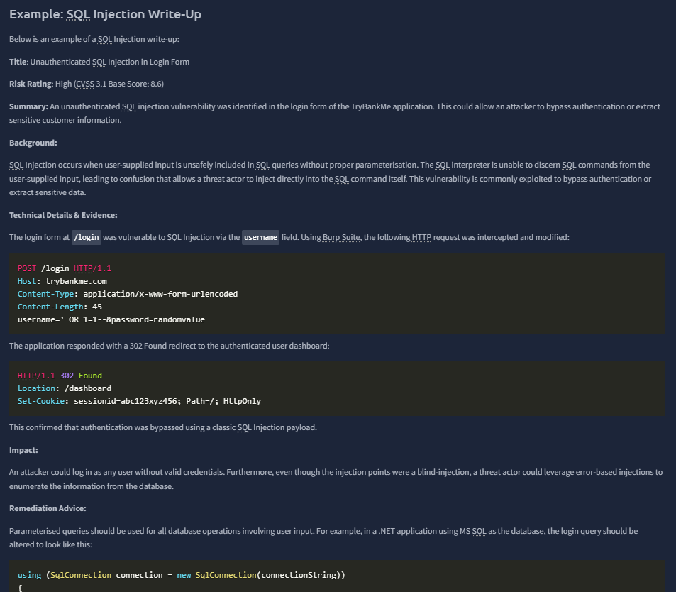 Pentest report writing tips and structure